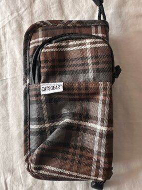 Brown Plaid Men's Belt Bag - Compact Crossbody Pouch